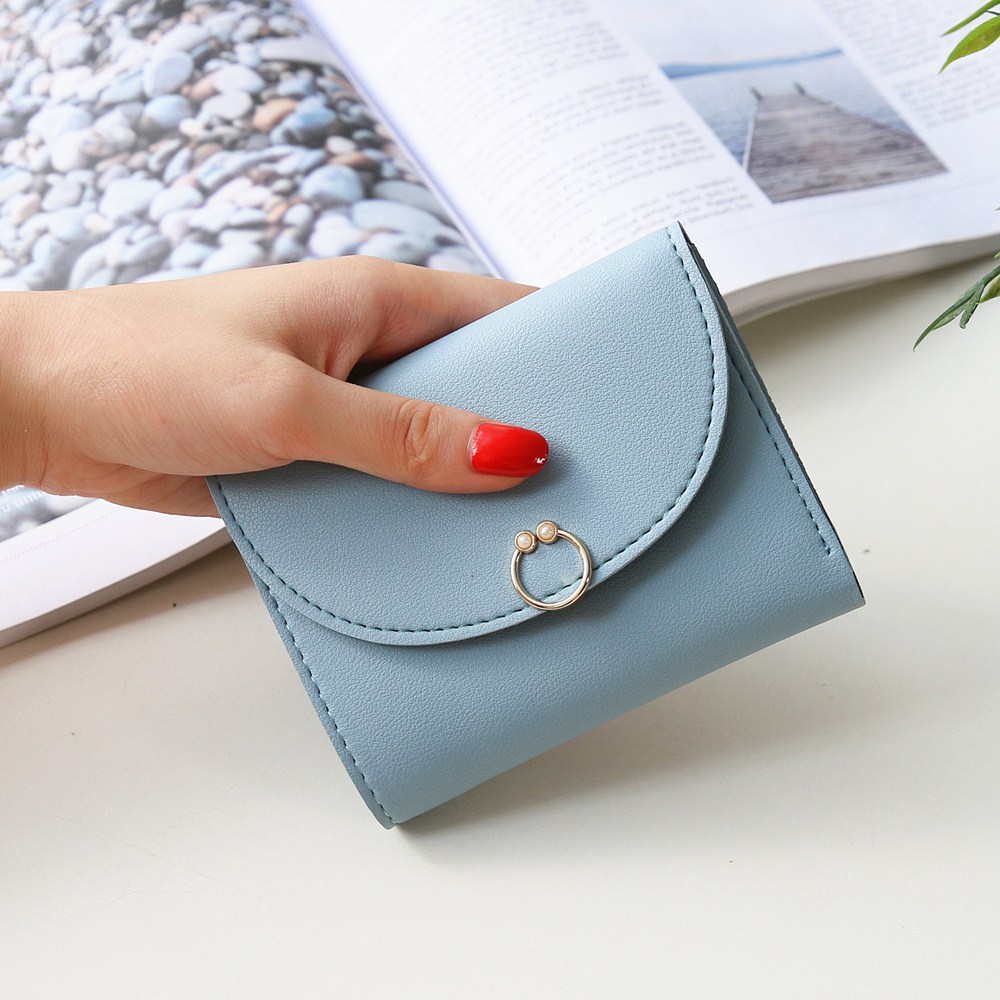 The New Ms Small Wallet Small Fresh Ring Buckle Short Section Wallet Lovely Card Pack Coin Purse