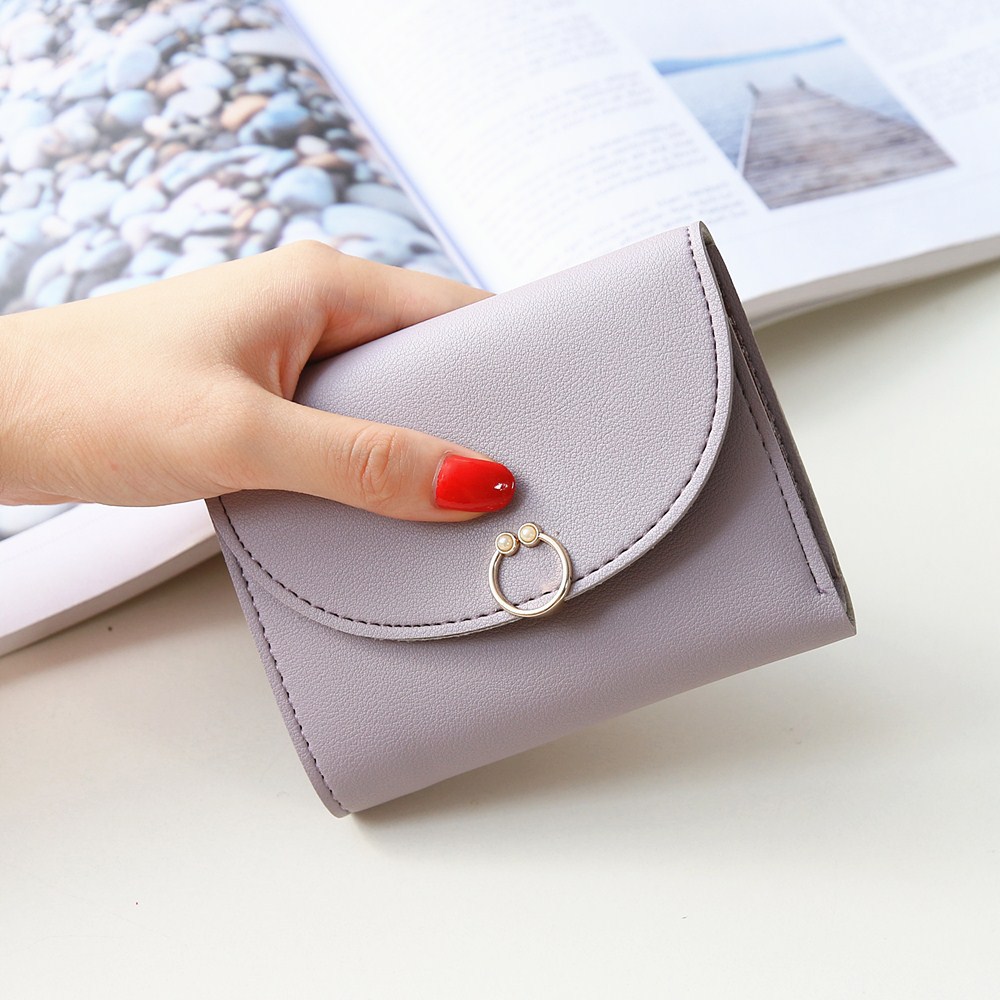 The New Ms Small Wallet Small Fresh Ring Buckle Short Section Wallet Lovely Card Pack Coin Purse