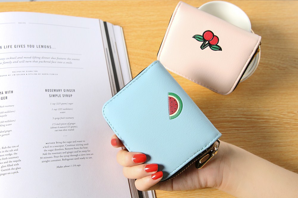 Fashion Zipper Cartoon Ms Coin Purse Fruit Graffiti Short Section Wallet Female Small Handbag