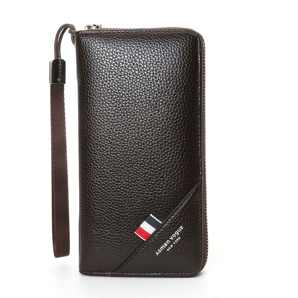 Men Soft Long Section Zipper Wallet Hand Bag Mobile Phone Card Pack Business PU High Capacity Wallet