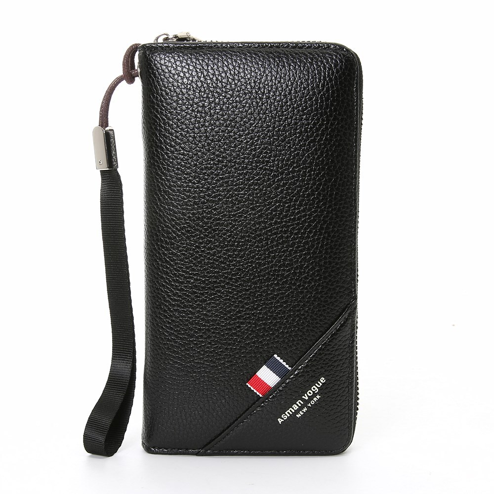 Men Soft Long Section Zipper Wallet Hand Bag Mobile Phone Card Pack Business PU High Capacity Wallet