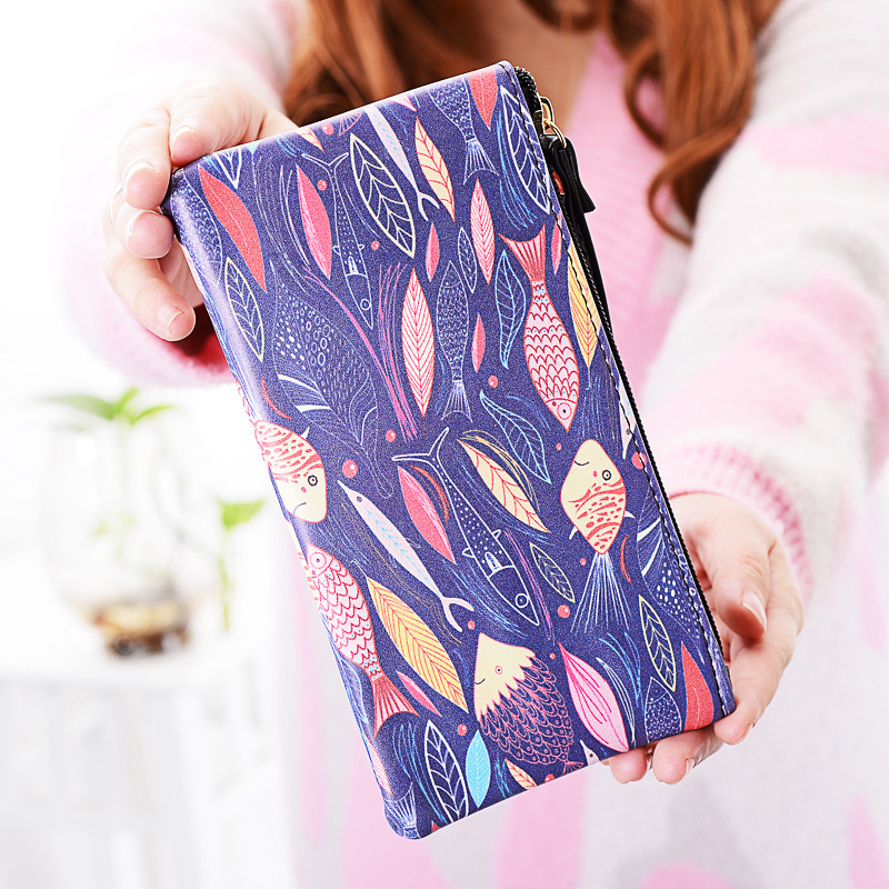 The New Graffiti Lovely Zipper High Capacity Mobile Phone Bag Hand Bag Long Section Ms Wallet