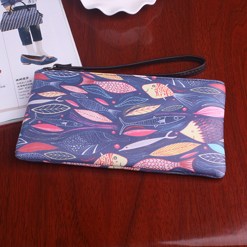 The New Graffiti Lovely Zipper High Capacity Mobile Phone Bag Hand Bag Long Section Ms Wallet