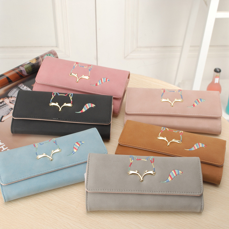 The New Ms Long Section Wallet Fox Super Soft Scrub Three Fold Small Fresh Hand Bag Wallet
