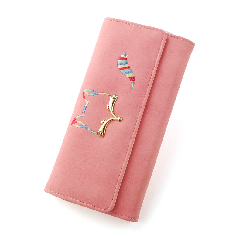 The New Ms Long Section Wallet Fox Super Soft Scrub Three Fold Small Fresh Hand Bag Wallet