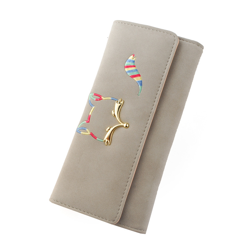 The New Ms Long Section Wallet Fox Super Soft Scrub Three Fold Small Fresh Hand Bag Wallet