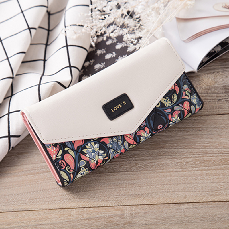 Rural Small Floral Lingge Buckle Ms Fashion Wallet Three Fold Lady Bags Hand Bag Wallet