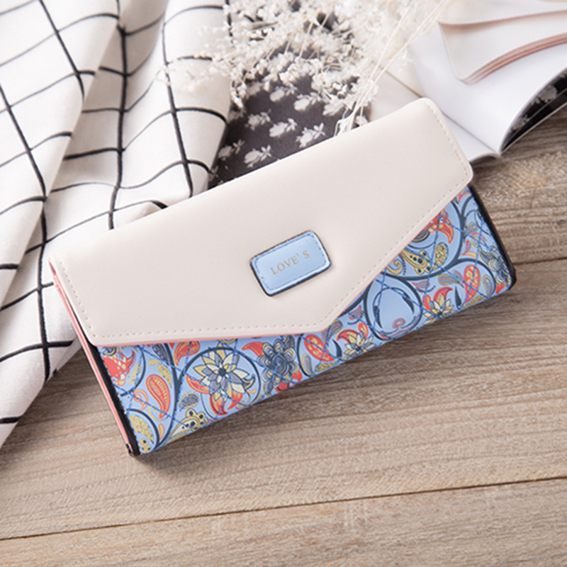 Rural Small Floral Lingge Buckle Ms Fashion Wallet Three Fold Lady Bags Hand Bag Wallet