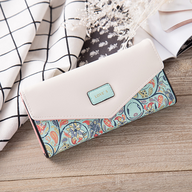Rural Small Floral Lingge Buckle Ms Fashion Wallet Three Fold Lady Bags Hand Bag Wallet