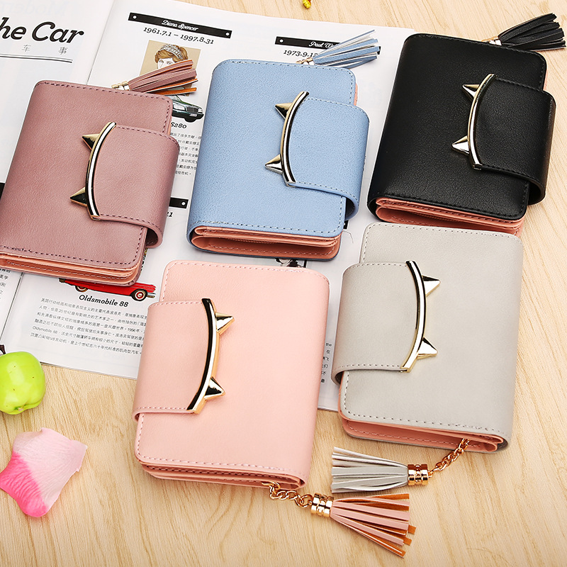 The New Ms Wallet Short Section Personality Tassel Zipper Lovely Coin Purse Student Small Wallet