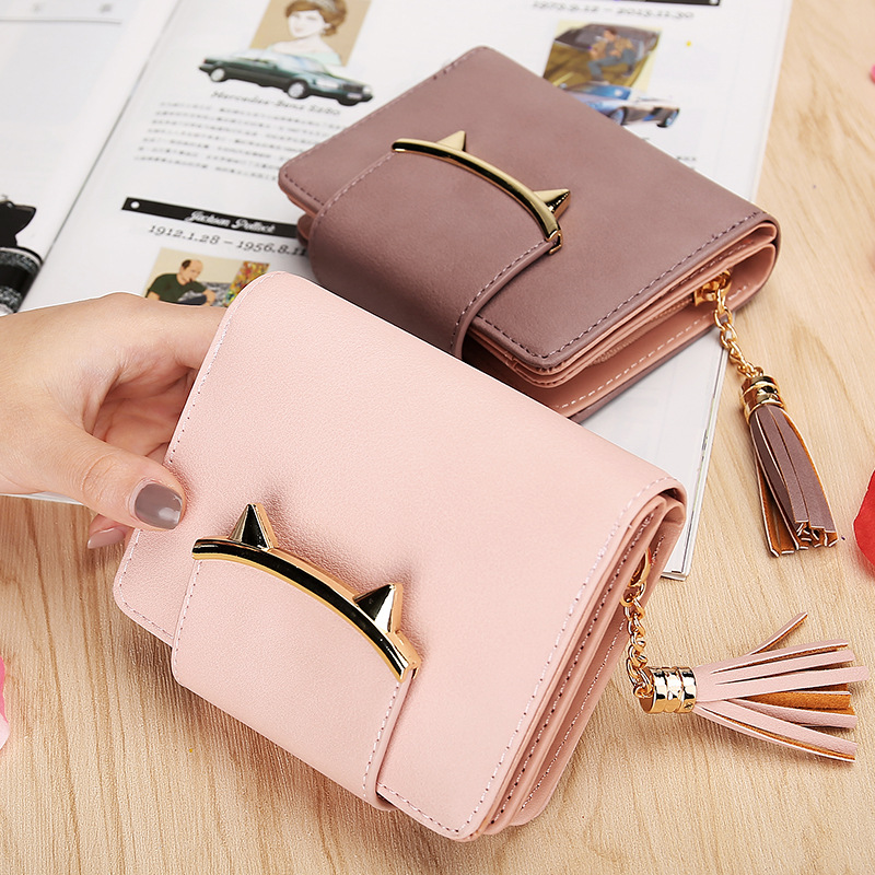 The New Ms Wallet Short Section Personality Tassel Zipper Lovely Coin Purse Student Small Wallet