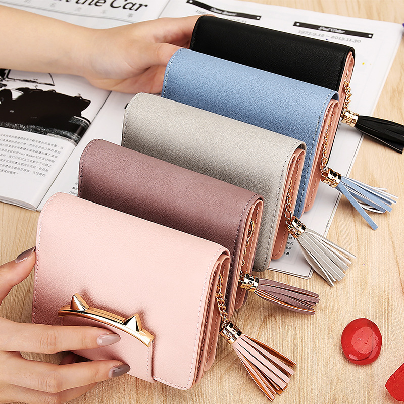The New Ms Wallet Short Section Personality Tassel Zipper Lovely Coin Purse Student Small Wallet