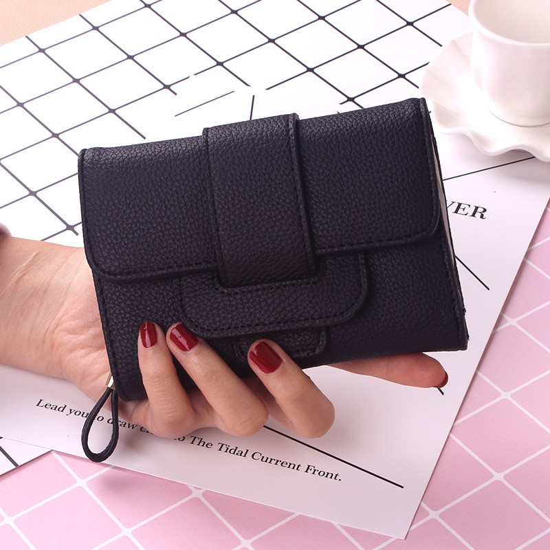 Retro Short Section Wallet Ms Simple Wild Three Fold Wallet Student Hand Bag