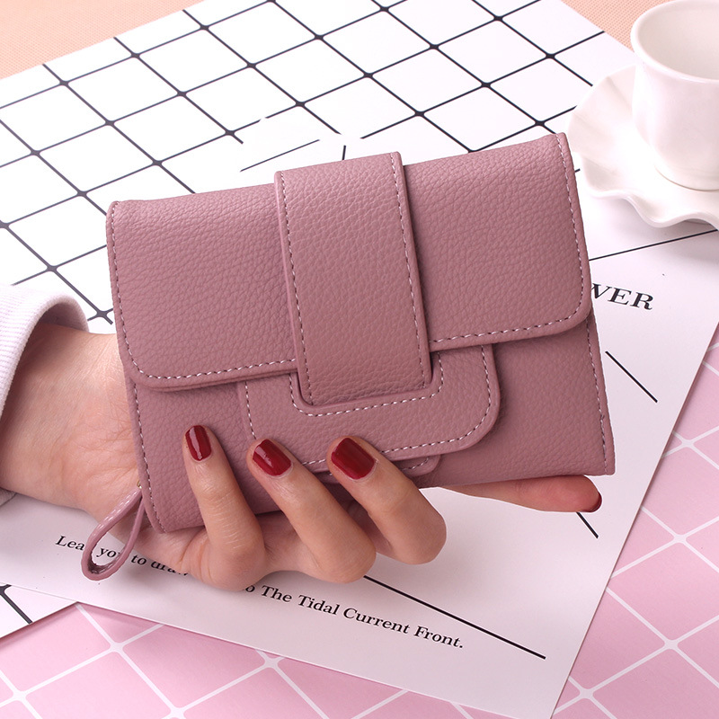 Retro Short Section Wallet Ms Simple Wild Three Fold Wallet Student Hand Bag