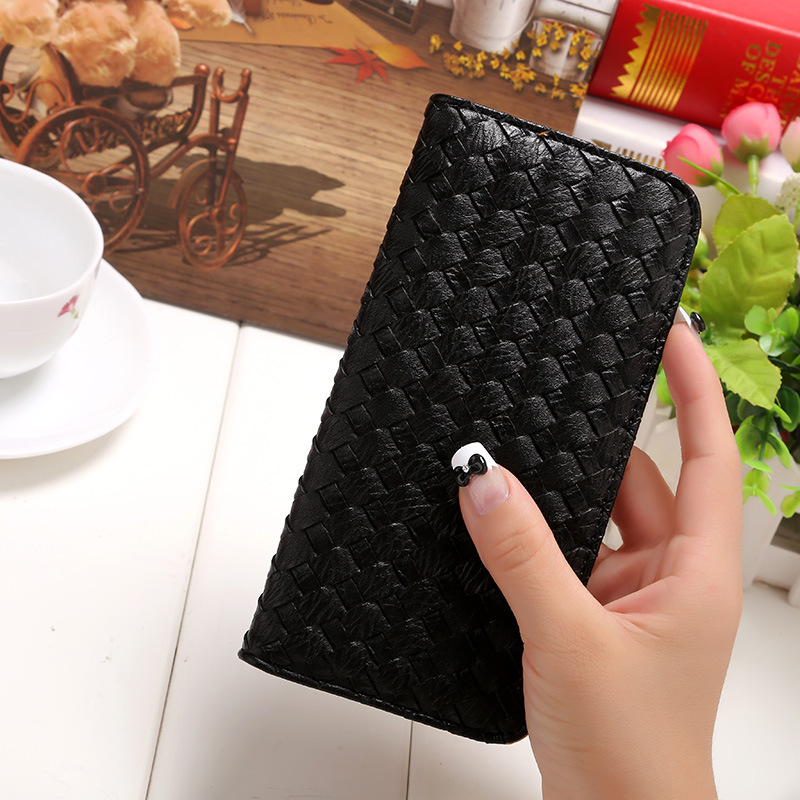 The New Long Section Weave Ms Lovely Coin Purse Fashion Leisure   Thin Section Wallet