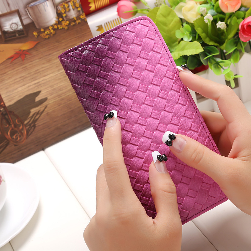 The New Long Section Weave Ms Lovely Coin Purse Fashion Leisure   Thin Section Wallet