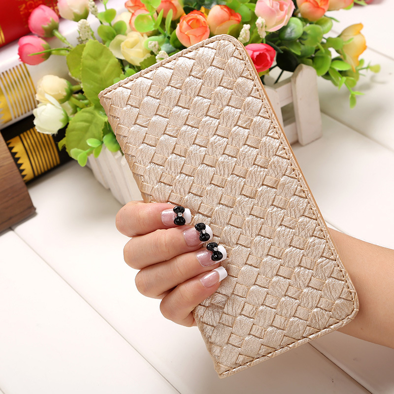 The New Long Section Weave Ms Lovely Coin Purse Fashion Leisure   Thin Section Wallet