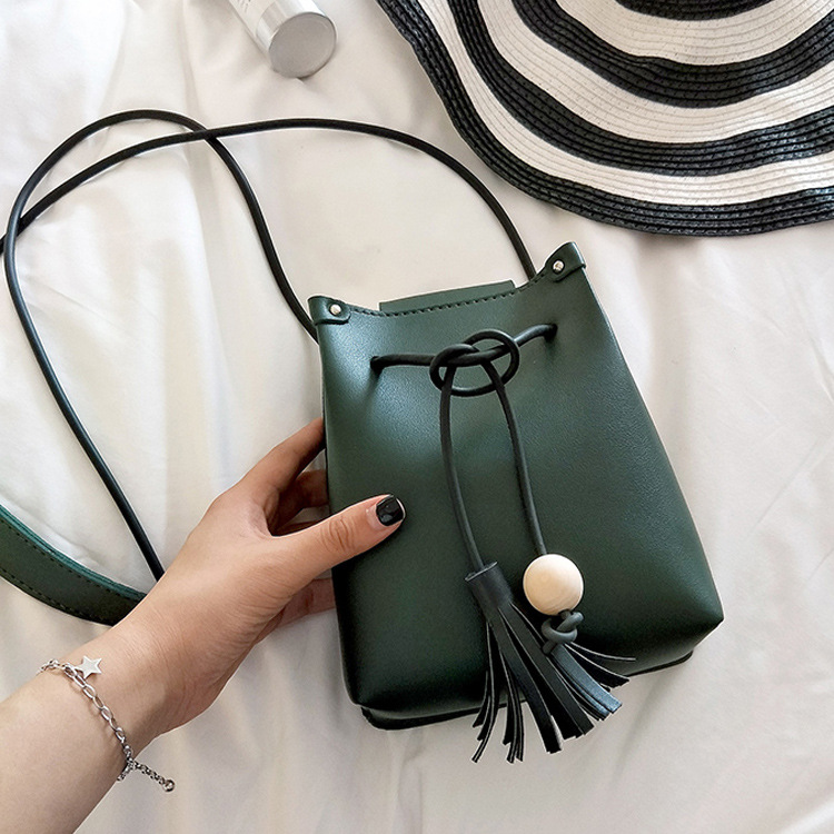 Lady bags Mini Tassel Bucket Bag Small Change Leisure Mobile Phone Bag Messenger Bag