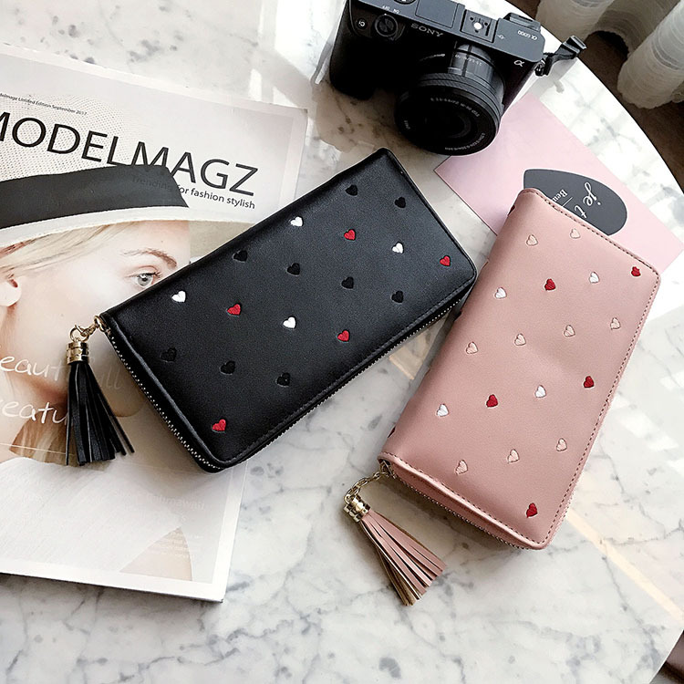 Simple Personality Ms Wallet Long Section Hand Bag Student Wallet Zipper Wallet Mobile Phone Bag