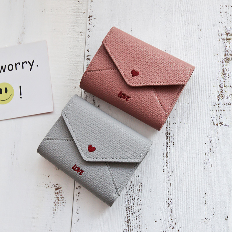 The New Short Section Love Small Wallet Female Student Embroidery Mini Small Change