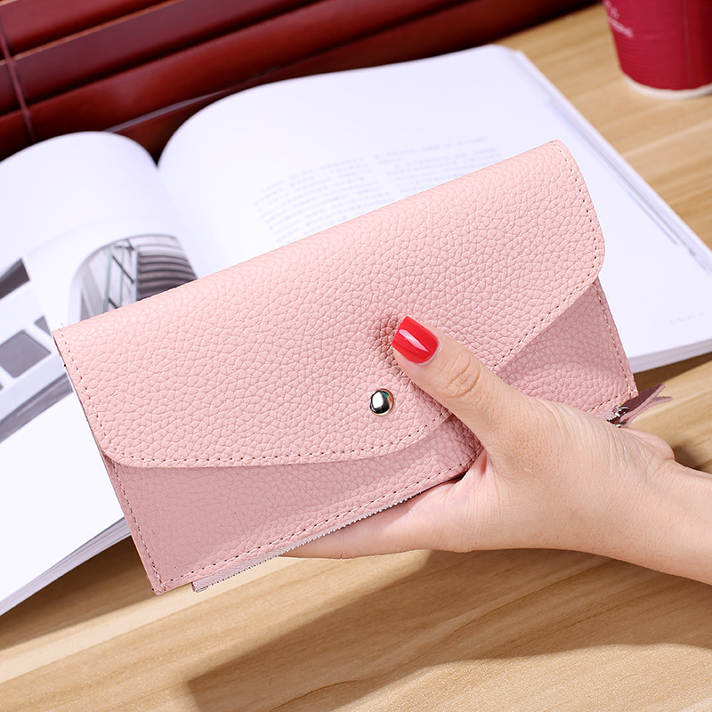 Ms Wallet Buckle Candy Colors Envelope Long Section Card Pack Mini Bag Litchi Pattern Hand Bag