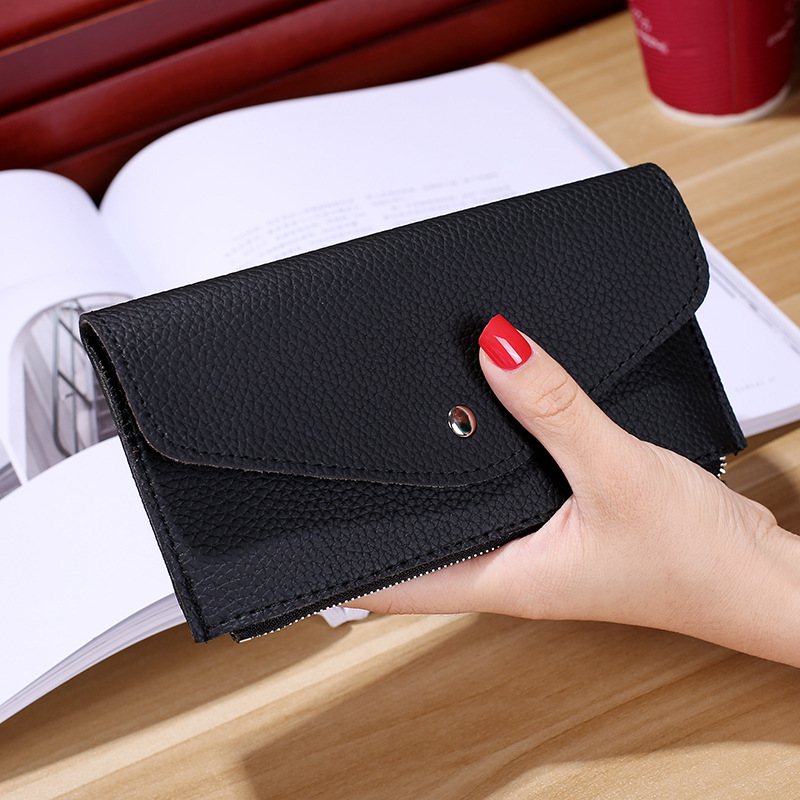 Ms Wallet Buckle Candy Colors Envelope Long Section Card Pack Mini Bag Litchi Pattern Hand Bag