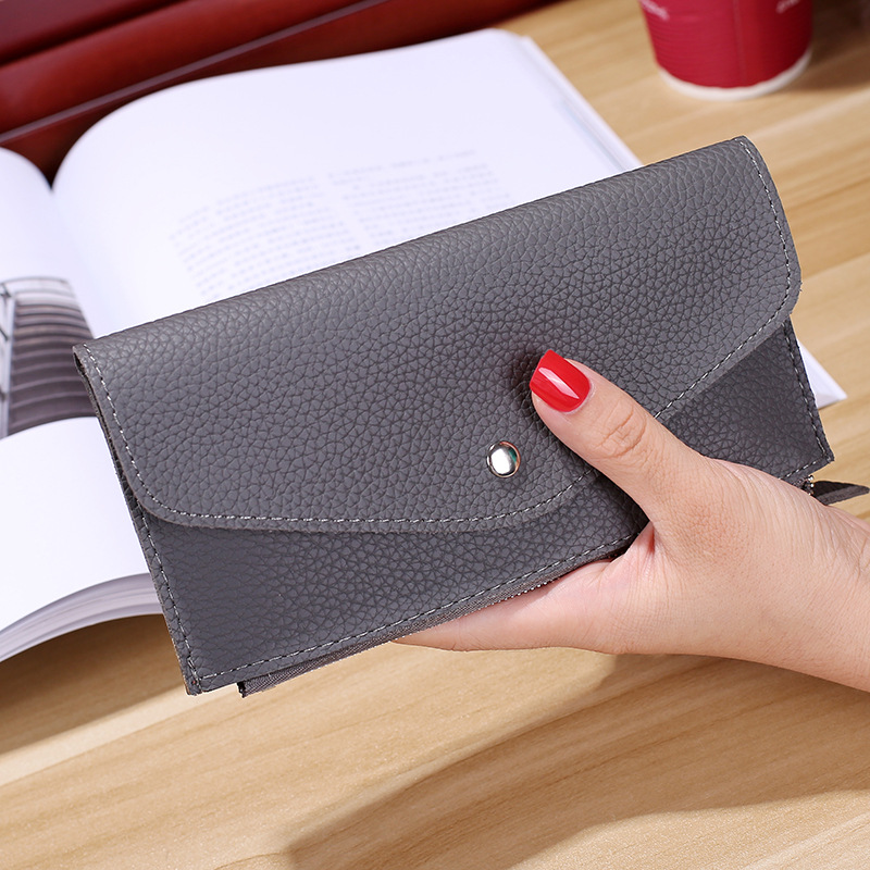 Ms Wallet Buckle Candy Colors Envelope Long Section Card Pack Mini Bag Litchi Pattern Hand Bag