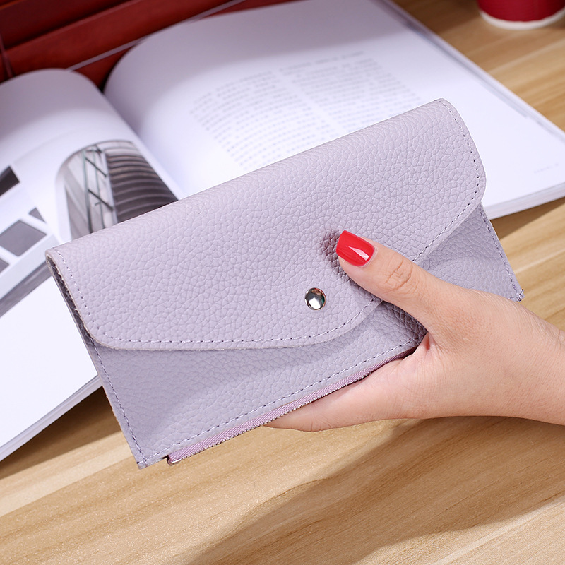 Ms Wallet Buckle Candy Colors Envelope Long Section Card Pack Mini Bag Litchi Pattern Hand Bag