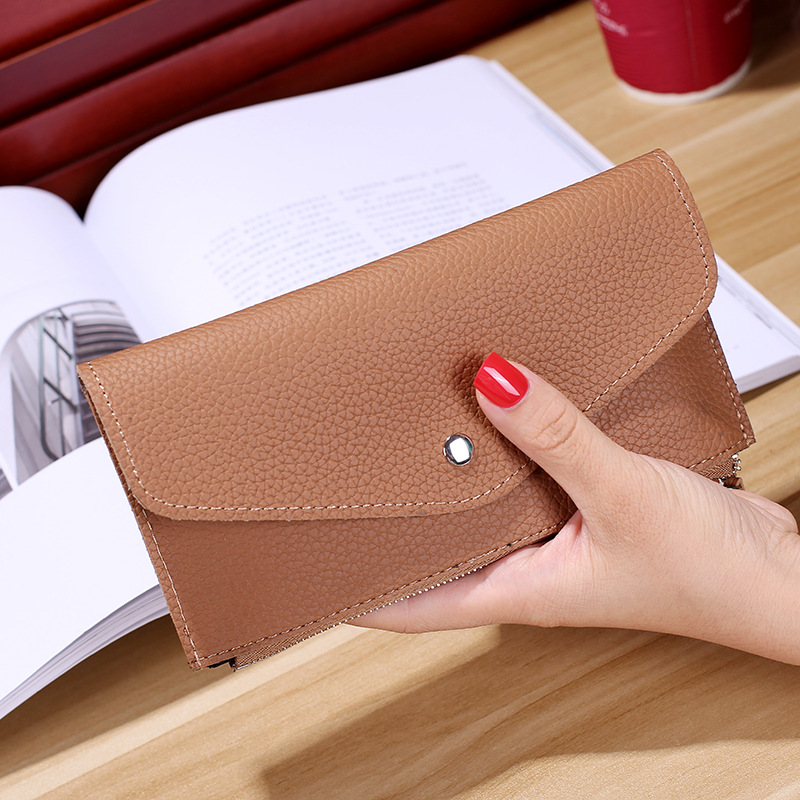 Ms Wallet Buckle Candy Colors Envelope Long Section Card Pack Mini Bag Litchi Pattern Hand Bag