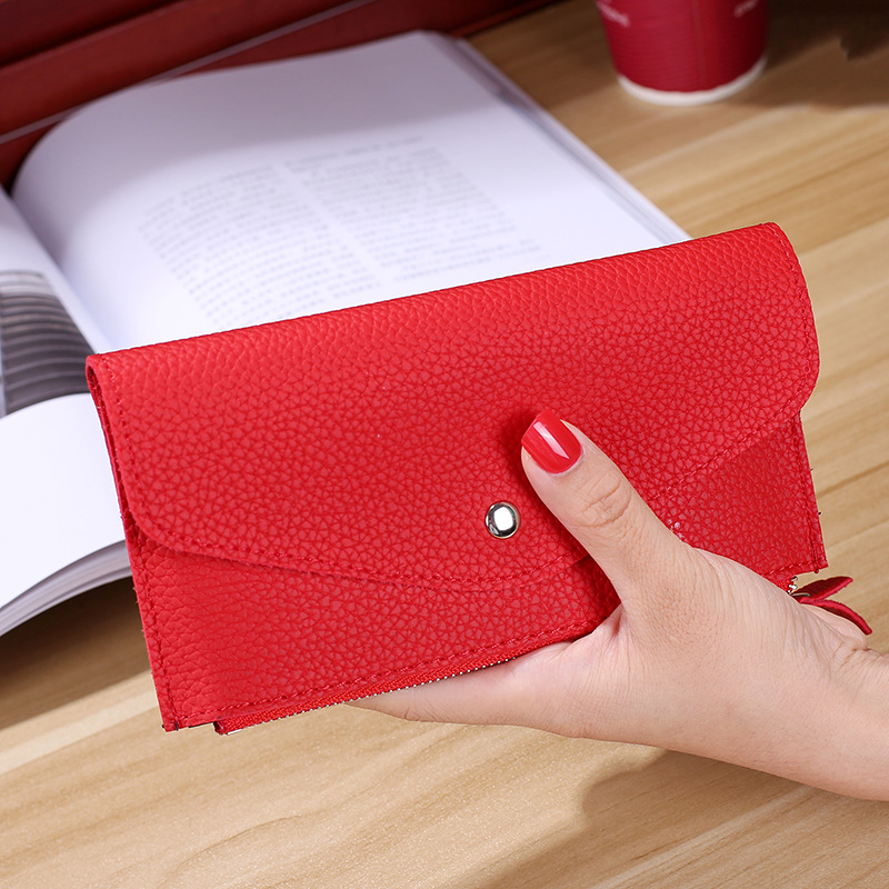 Ms Wallet Buckle Candy Colors Envelope Long Section Card Pack Mini Bag Litchi Pattern Hand Bag