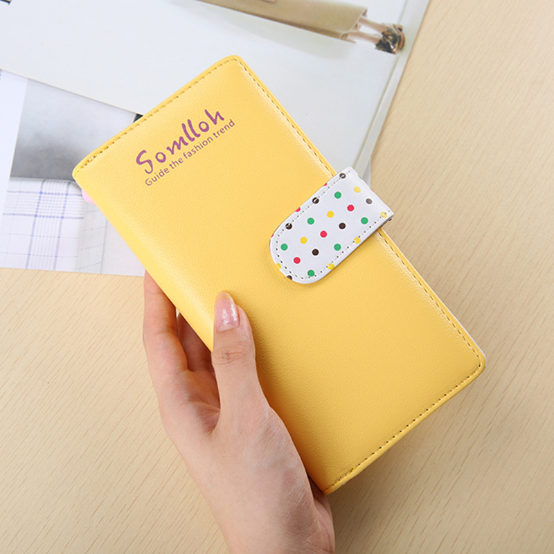 Small Beads Ornaments Lovely Wave Point Lnner Llayer Two Fold Buckle Zipper Long Section Wallet