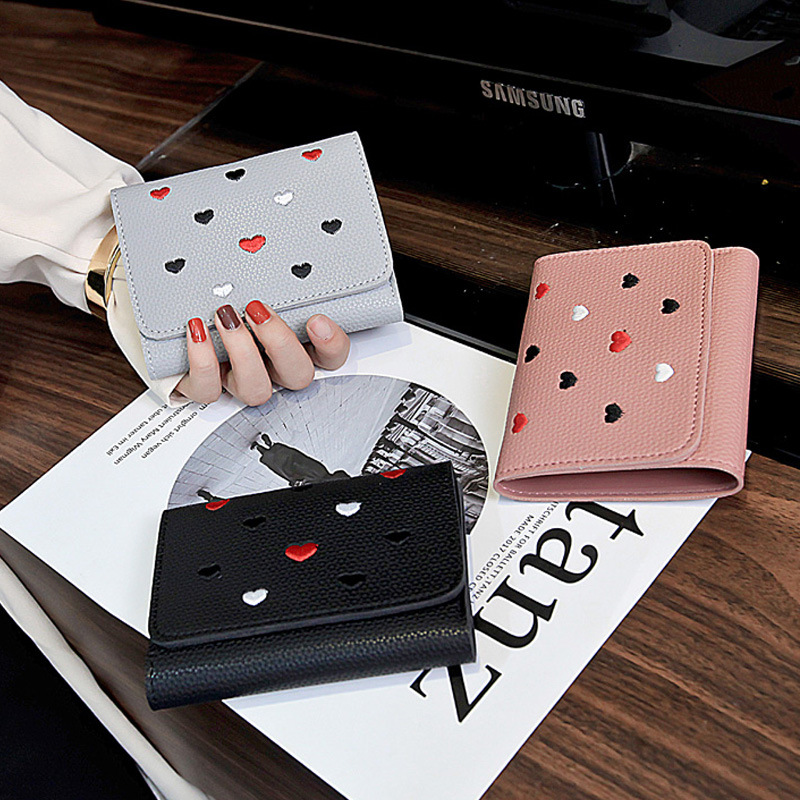 The New Ms wallet Short section lovely Coin Purse Small fresh Love student Card pack