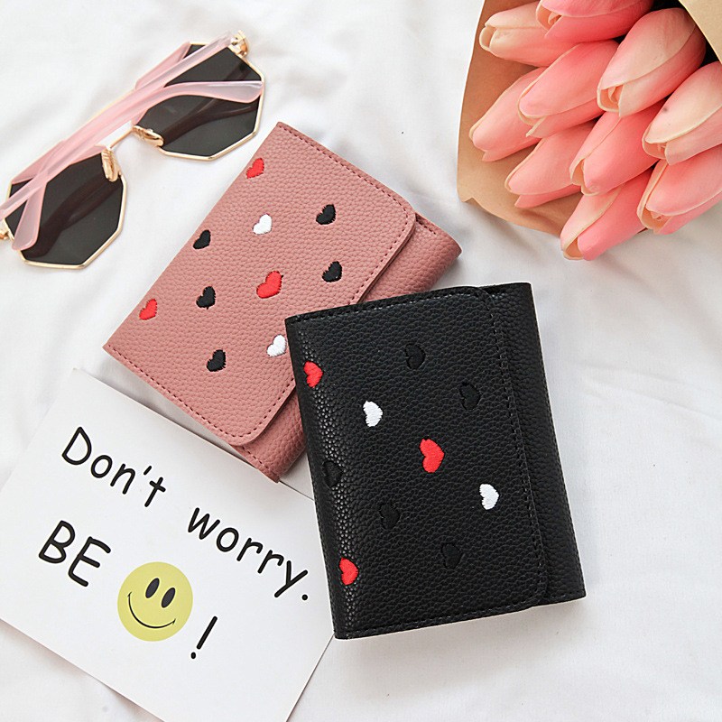 The New Ms wallet Short section lovely Coin Purse Small fresh Love student Card pack