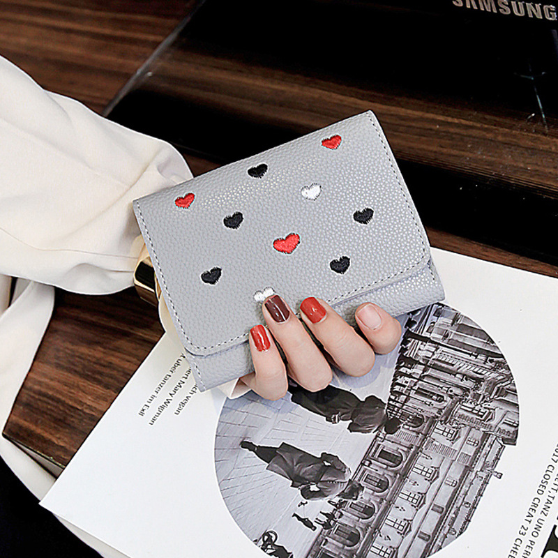 The New Ms wallet Short section lovely Coin Purse Small fresh Love student Card pack