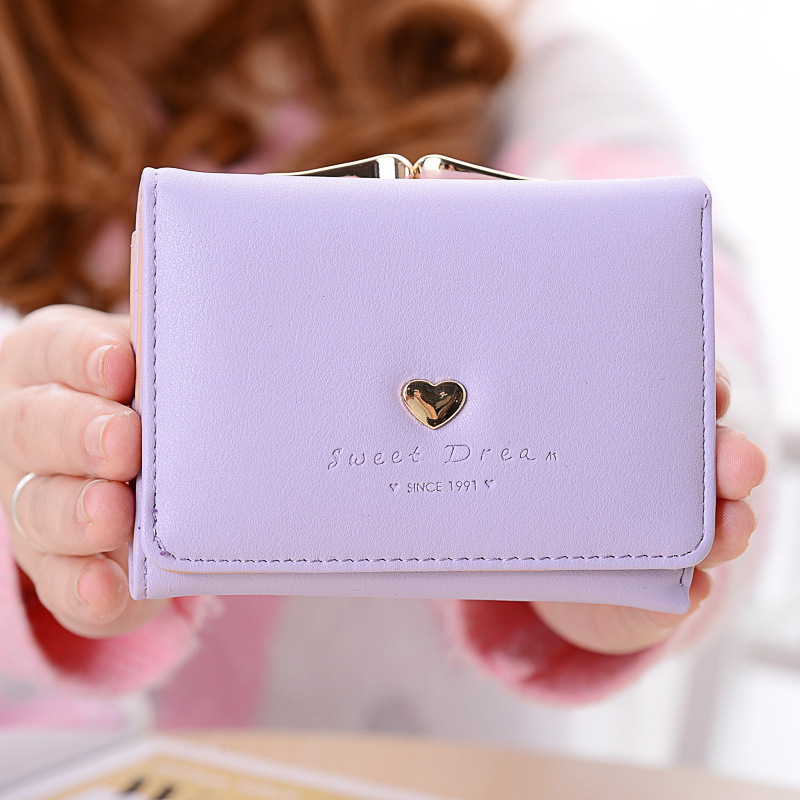 The New Wallet Short Section Small Fresh Love Three Fold Ms Coin Purse Fashion Ms Wallet
