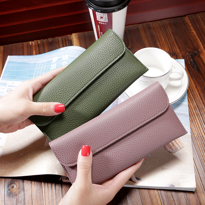 Ms Long Section Wallet Fashion Thin Section Student Wallet Simple Buckle Multi-card Bit Wallet