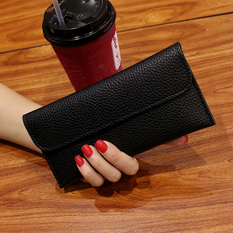 Ms Long Section Wallet Fashion Thin Section Student Wallet Simple Buckle Multi-card Bit Wallet