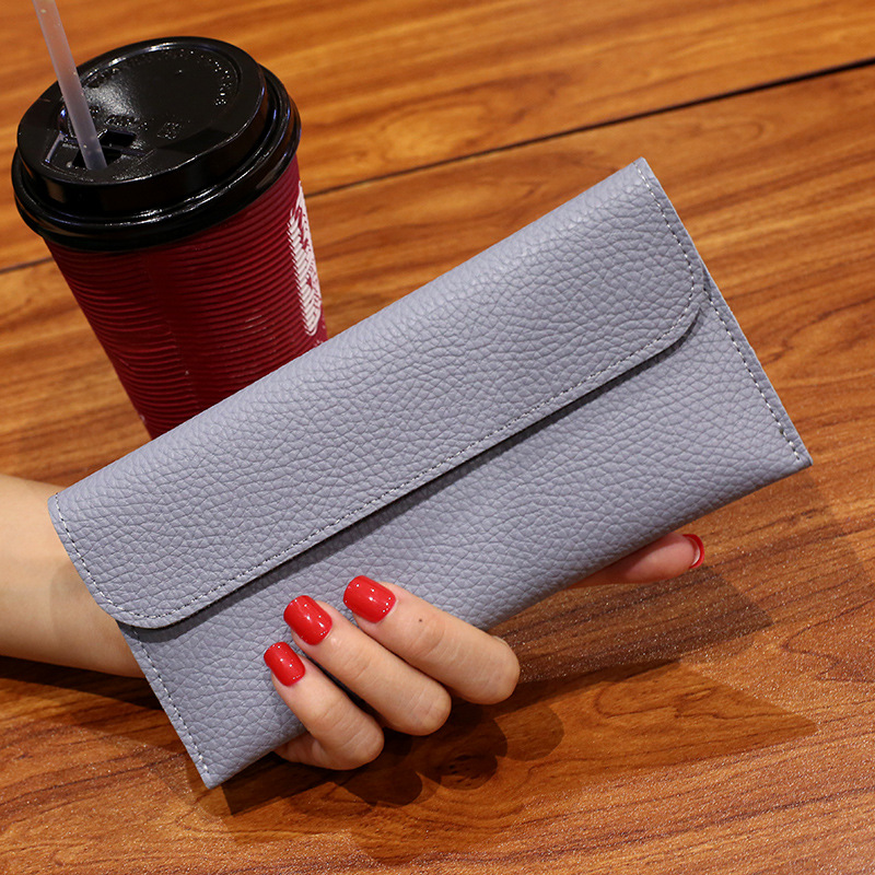 Ms Long Section Wallet Fashion Thin Section Student Wallet Simple Buckle Multi-card Bit Wallet