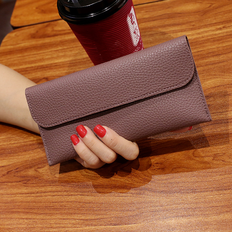 Ms Long Section Wallet Fashion Thin Section Student Wallet Simple Buckle Multi-card Bit Wallet