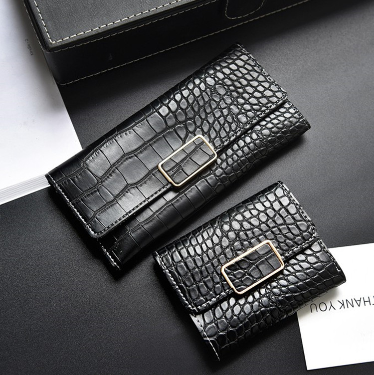 The New Western Style Retro Stone Pattern Fashion Three Fold Mini Buckle Wallet Coin Purse