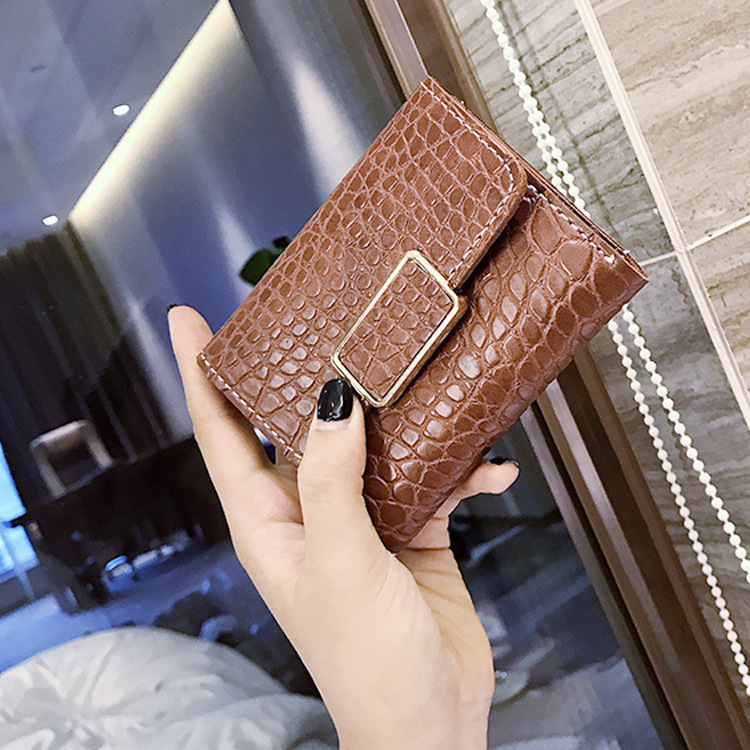 The New Western Style Retro Stone Pattern Fashion Three Fold Mini Buckle Wallet Coin Purse