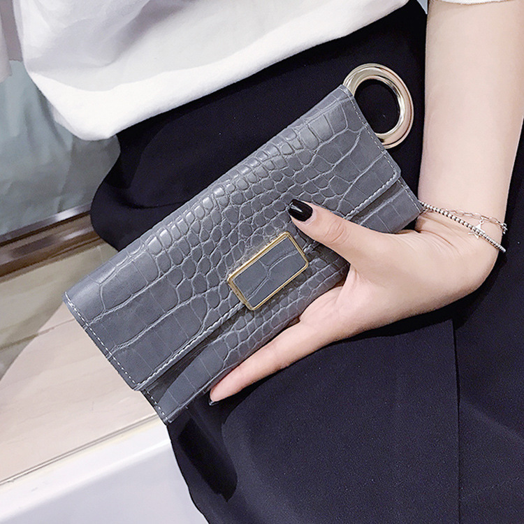 The New Western Style Retro Stone Pattern Fashion Three Fold Mini Buckle Wallet Coin Purse
