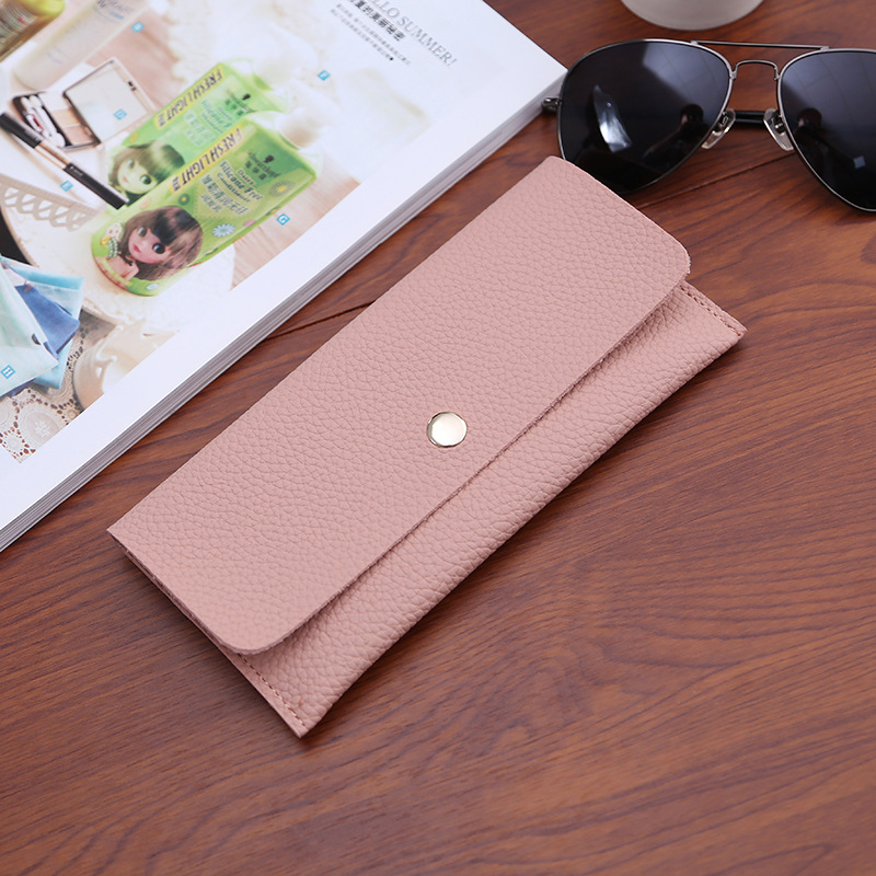 Ms Thin Section Wallet PU Leather Solid Color Simple Magnetic Buckle Ms Leisure Hand Bag