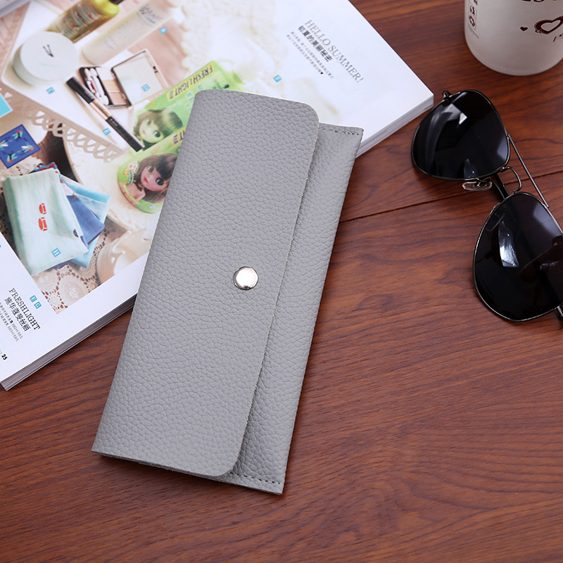 Ms Thin Section Wallet PU Leather Solid Color Simple Magnetic Buckle Ms Leisure Hand Bag