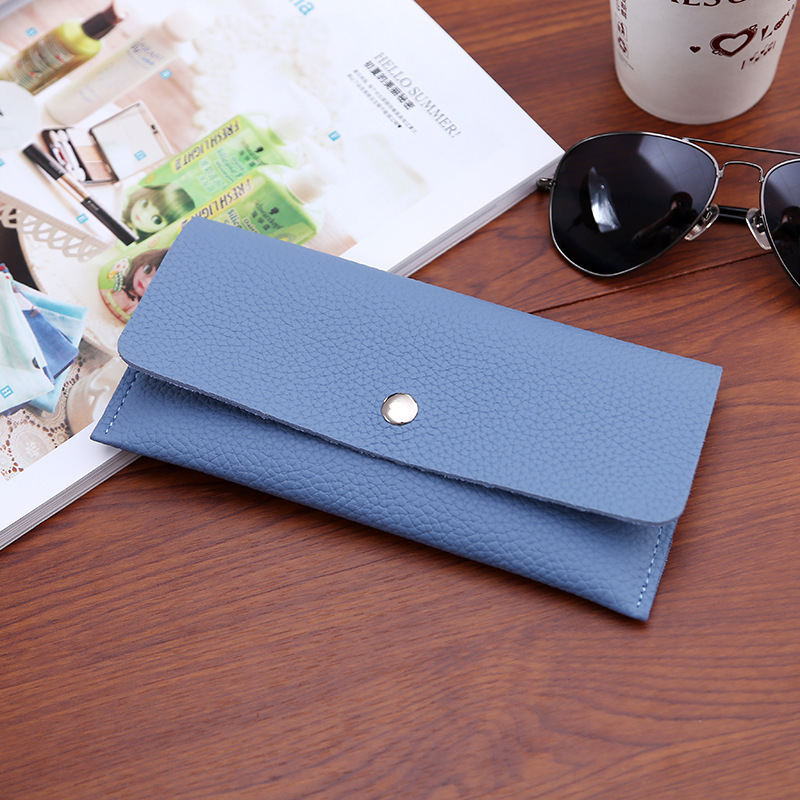 Ms Thin Section Wallet PU Leather Solid Color Simple Magnetic Buckle Ms Leisure Hand Bag
