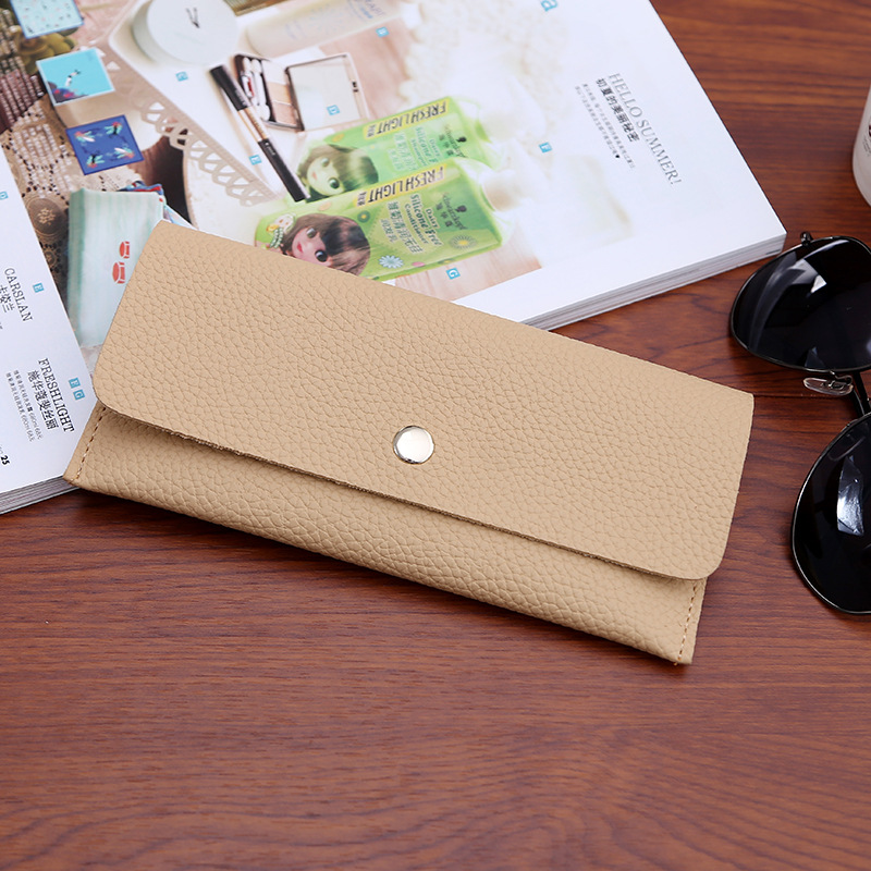 Ms Thin Section Wallet PU Leather Solid Color Simple Magnetic Buckle Ms Leisure Hand Bag