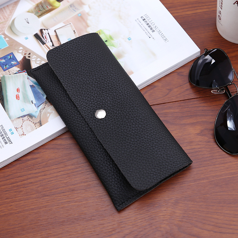 Ms Thin Section Wallet PU Leather Solid Color Simple Magnetic Buckle Ms Leisure Hand Bag