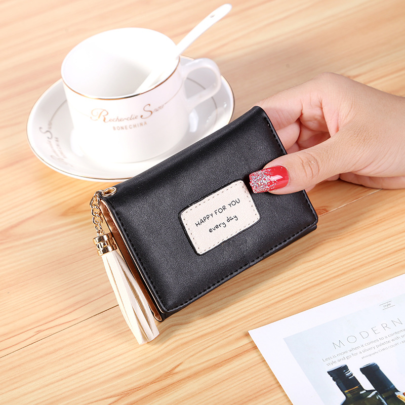 Ms Short Section Wallet Tassel Three Fold Lovely Student Wallet Small Fresh Card Pack