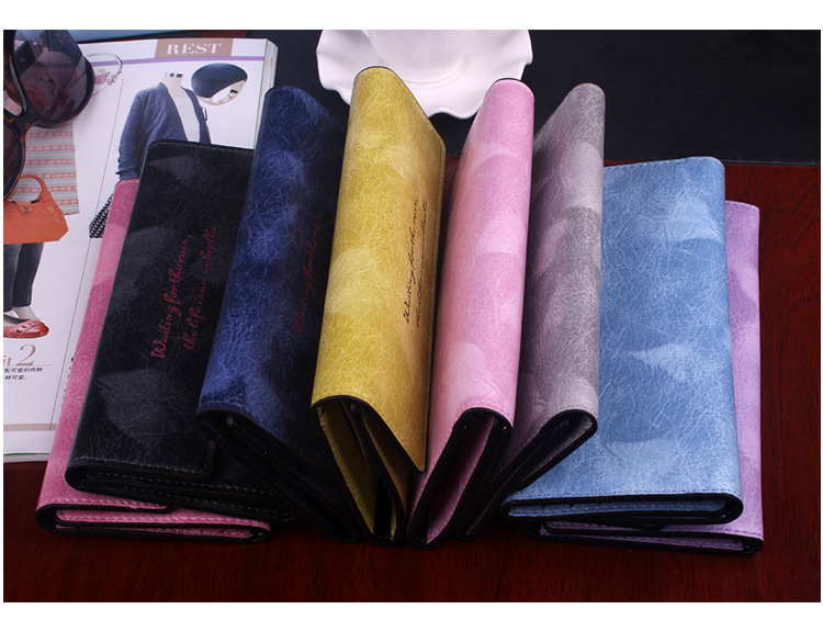 The New Fashion Wallet Ms Long Section Ultra Thin Multi-card Bit Soft Cover Oil Wax Student Hand Bag