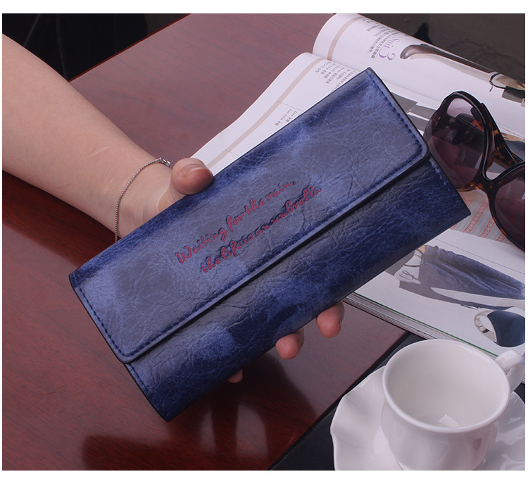 The New Fashion Wallet Ms Long Section Ultra Thin Multi-card Bit Soft Cover Oil Wax Student Hand Bag